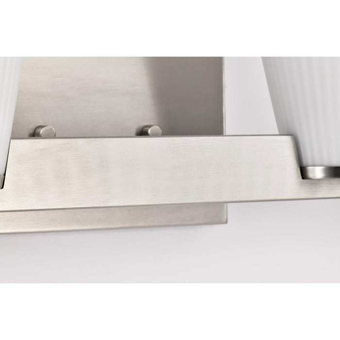 SATCO/NUVO Royale 4 Light Vanity Brushed Nickel Finish Ribbed White Glass (60-8734)