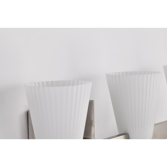 SATCO/NUVO Royale 4 Light Vanity Brushed Nickel Finish Ribbed White Glass (60-8734)