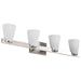 SATCO/NUVO Royale 4 Light Vanity Brushed Nickel Finish Ribbed White Glass (60-8734)