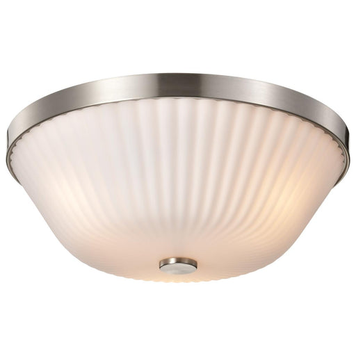 SATCO/NUVO Royale 3 Light Flush Mount Brushed Nickel Finish Ribbed White Glass (60-8735)