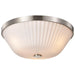 SATCO/NUVO Royale 3 Light Flush Mount Brushed Nickel Finish Ribbed White Glass (60-8735)