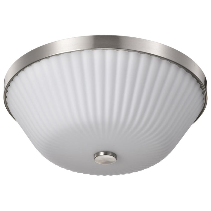 SATCO/NUVO Royale 3 Light Flush Mount Brushed Nickel Finish Ribbed White Glass (60-8735)
