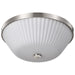 SATCO/NUVO Royale 3 Light Flush Mount Brushed Nickel Finish Ribbed White Glass (60-8735)