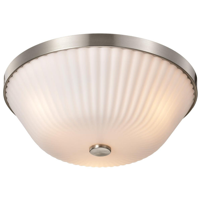 SATCO/NUVO Royale 3 Light Flush Mount Brushed Nickel Finish Ribbed White Glass (60-8735)