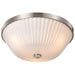 SATCO/NUVO Royale 3 Light Flush Mount Brushed Nickel Finish Ribbed White Glass (60-8735)