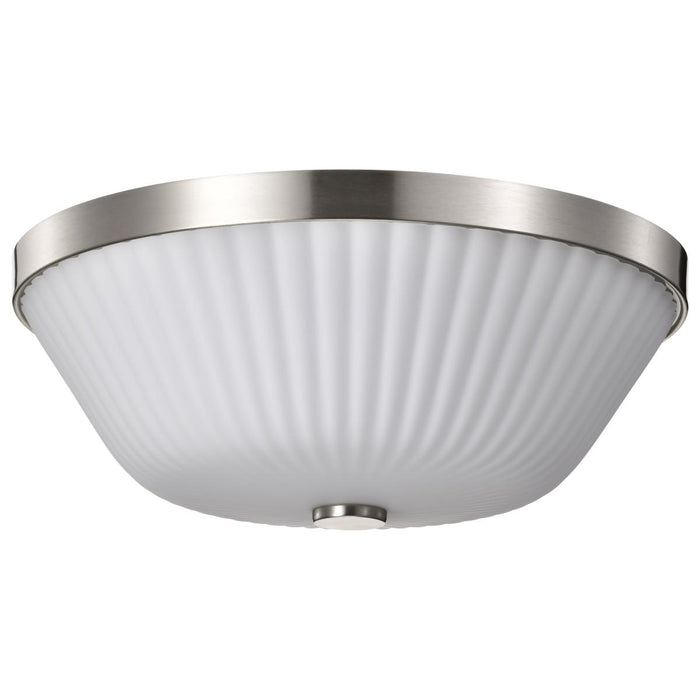 SATCO/NUVO Royale 3 Light Flush Mount Brushed Nickel Finish Ribbed White Glass (60-8735)