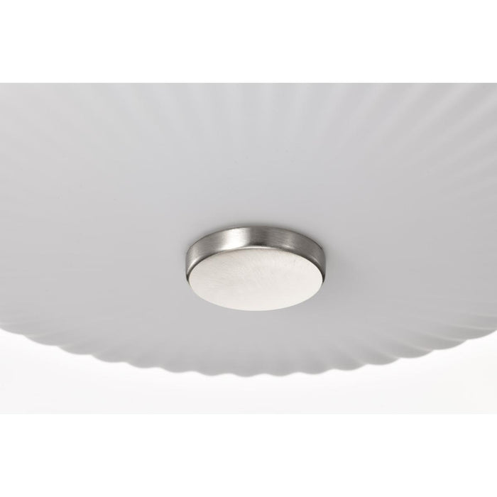 SATCO/NUVO Royale 3 Light Flush Mount Brushed Nickel Finish Ribbed White Glass (60-8735)
