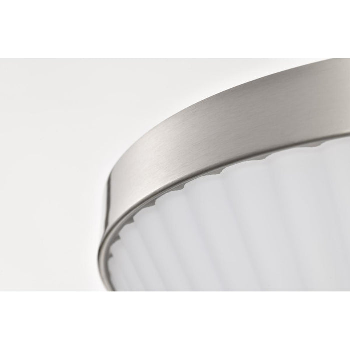 SATCO/NUVO Royale 3 Light Flush Mount Brushed Nickel Finish Ribbed White Glass (60-8735)