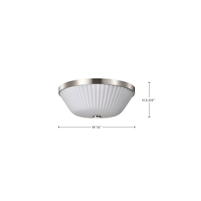 SATCO/NUVO Royale 3 Light Flush Mount Brushed Nickel Finish Ribbed White Glass (60-8735)