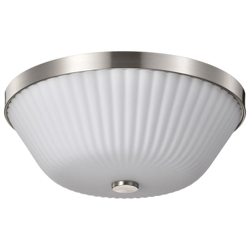 SATCO/NUVO Royale 3 Light Flush Mount Brushed Nickel Finish Ribbed White Glass (60-8735)