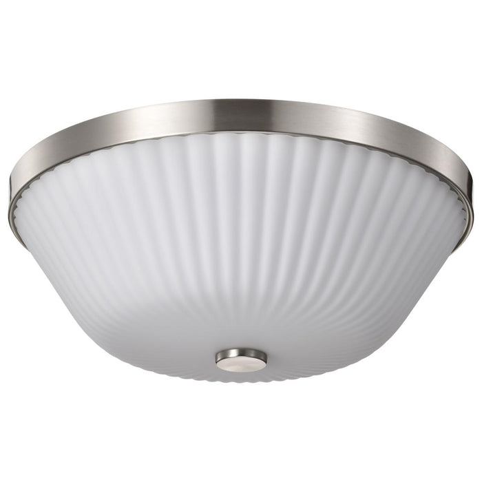 SATCO/NUVO Royale 3 Light Flush Mount Brushed Nickel Finish Ribbed White Glass (60-8735)
