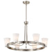 SATCO/NUVO Royale 6 Light Chandelier Brushed Nickel Finish Ribbed White Glass (60-8736)