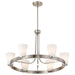 SATCO/NUVO Royale 6 Light Chandelier Brushed Nickel Finish Ribbed White Glass (60-8736)