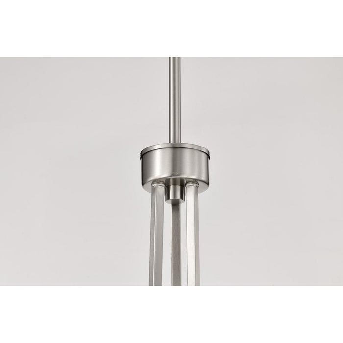 SATCO/NUVO Royale 6 Light Chandelier Brushed Nickel Finish Ribbed White Glass (60-8736)