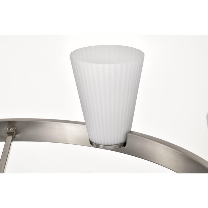 SATCO/NUVO Royale 6 Light Chandelier Brushed Nickel Finish Ribbed White Glass (60-8736)