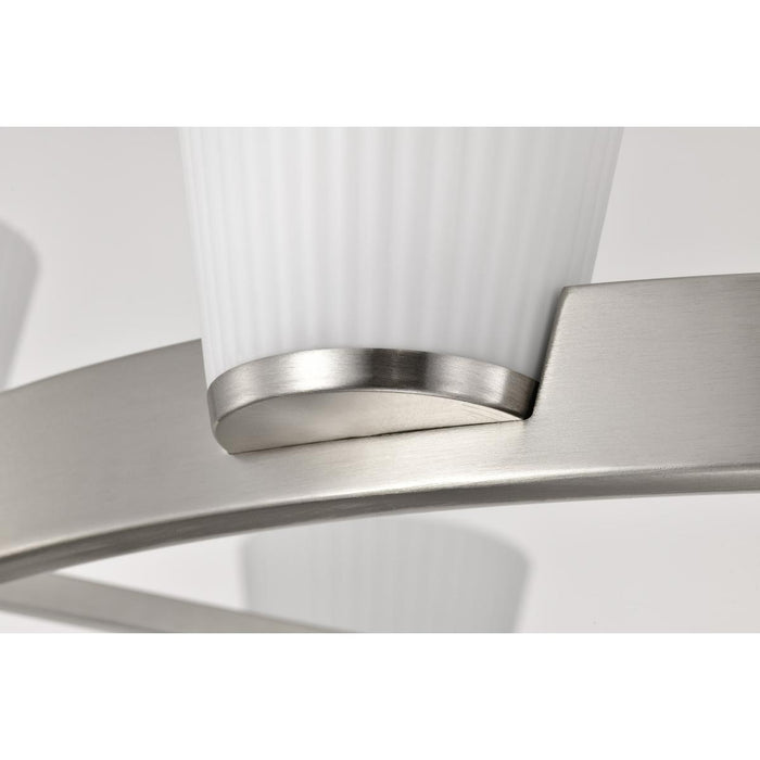 SATCO/NUVO Royale 6 Light Chandelier Brushed Nickel Finish Ribbed White Glass (60-8736)