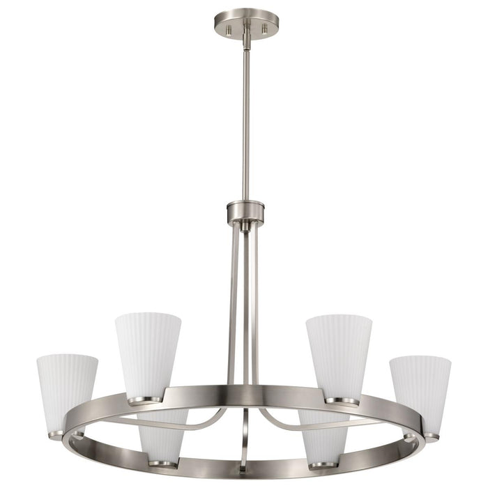 SATCO/NUVO Royale 6 Light Chandelier Brushed Nickel Finish Ribbed White Glass (60-8736)