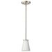 SATCO/NUVO Royale Mini Pendant Brushed Nickel Finish Ribbed White Glass (60-8737)