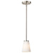 SATCO/NUVO Royale Mini Pendant Brushed Nickel Finish Ribbed White Glass (60-8737)