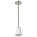 SATCO/NUVO Royale Mini Pendant Brushed Nickel Finish Ribbed White Glass (60-8737)