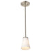 SATCO/NUVO Royale Mini Pendant Brushed Nickel Finish Ribbed White Glass (60-8737)