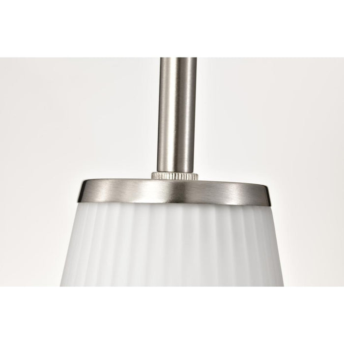 SATCO/NUVO Royale Mini Pendant Brushed Nickel Finish Ribbed White Glass (60-8737)