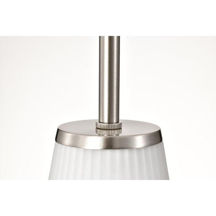 SATCO/NUVO Royale Mini Pendant Brushed Nickel Finish Ribbed White Glass (60-8737)