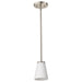 SATCO/NUVO Royale Mini Pendant Brushed Nickel Finish Ribbed White Glass (60-8737)