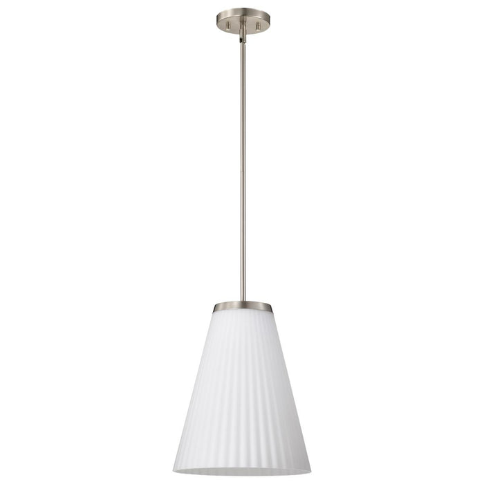 SATCO/NUVO Royale Large Pendant Brushed Nickel Finish Ribbed White Glass (60-8738)