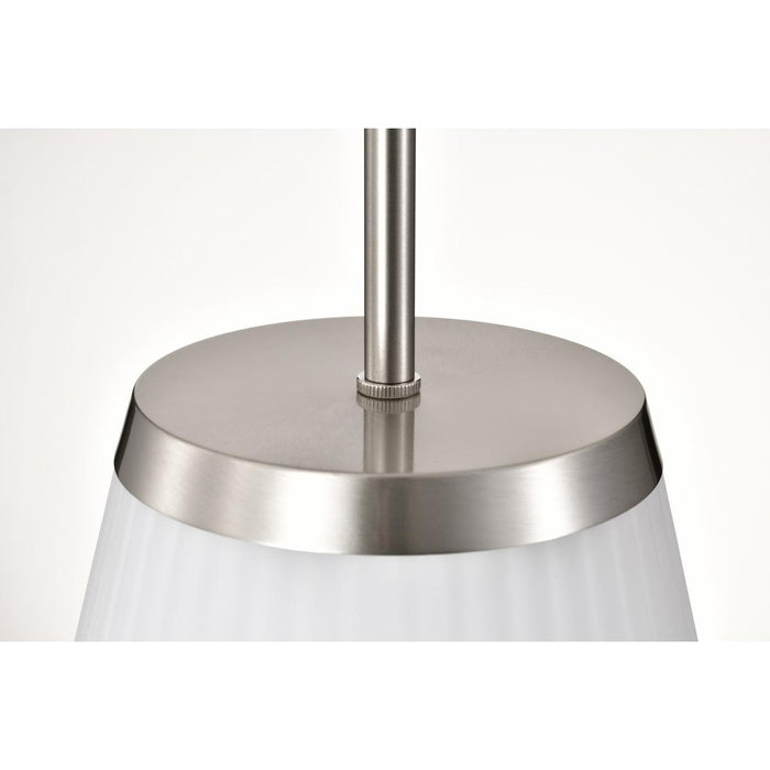 SATCO/NUVO Royale Large Pendant Brushed Nickel Finish Ribbed White Glass (60-8738)