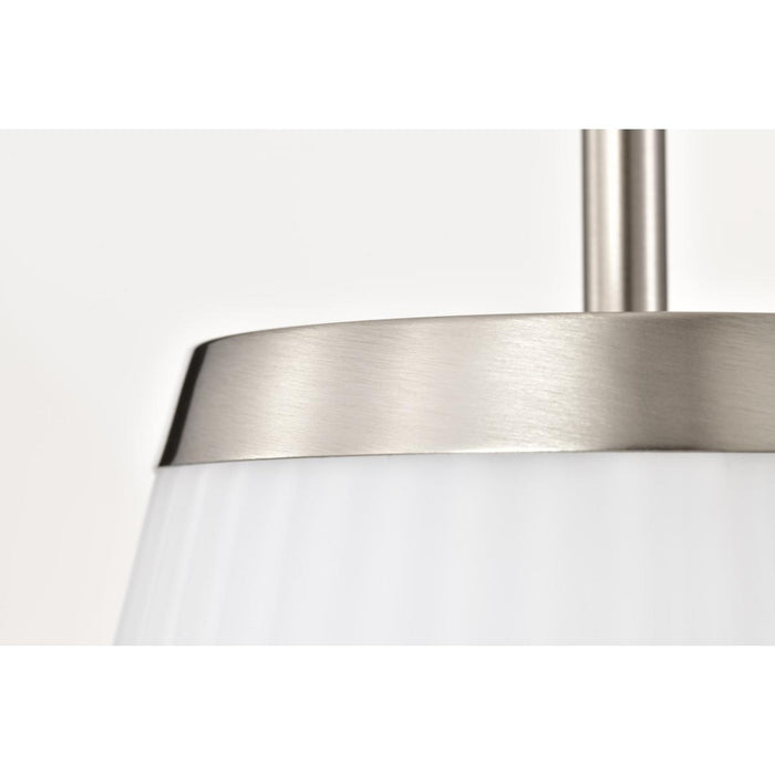 SATCO/NUVO Royale Large Pendant Brushed Nickel Finish Ribbed White Glass (60-8738)