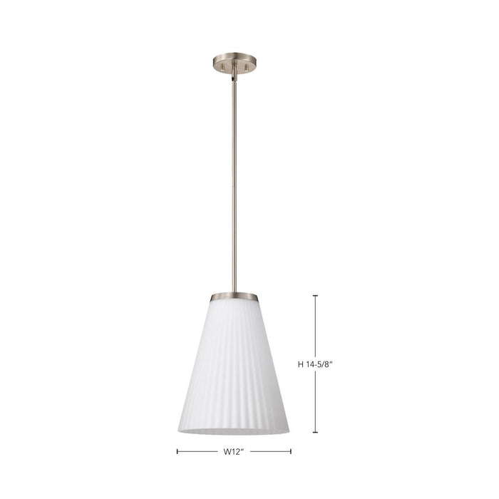 SATCO/NUVO Royale Large Pendant Brushed Nickel Finish Ribbed White Glass (60-8738)