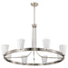SATCO/NUVO Royale 8 Light Chandelier Brushed Nickel Finish Ribbed White Glass (60-8739)