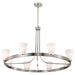 SATCO/NUVO Royale 8 Light Chandelier Brushed Nickel Finish Ribbed White Glass (60-8739)