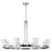 SATCO/NUVO Royale 8 Light Chandelier Brushed Nickel Finish Ribbed White Glass (60-8739)