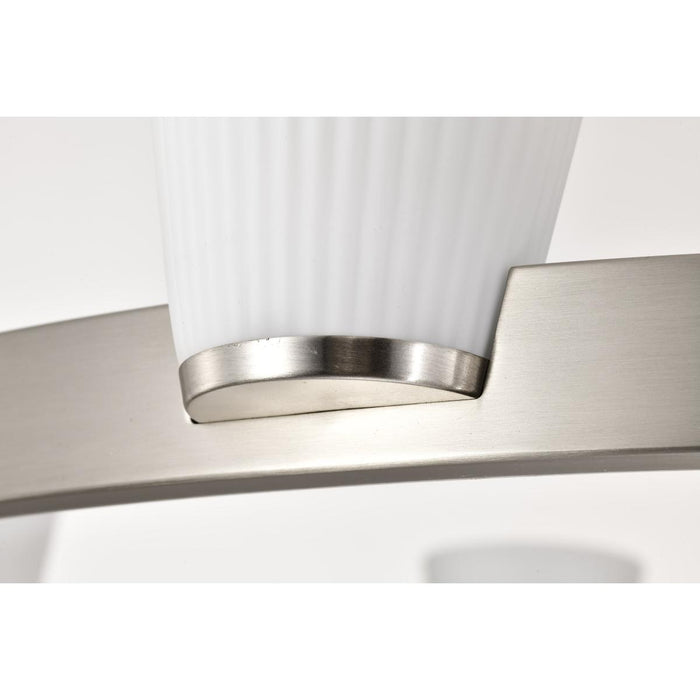SATCO/NUVO Royale 8 Light Chandelier Brushed Nickel Finish Ribbed White Glass (60-8739)