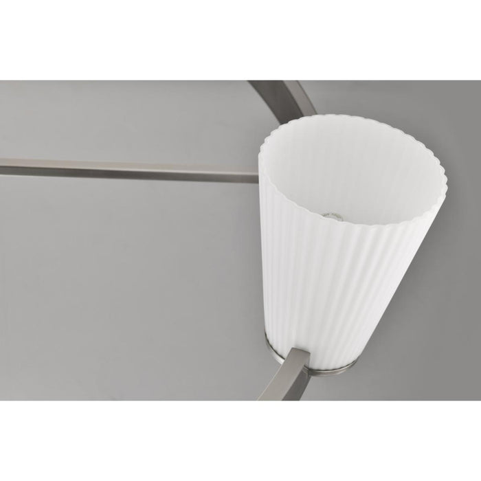 SATCO/NUVO Royale 8 Light Chandelier Brushed Nickel Finish Ribbed White Glass (60-8739)