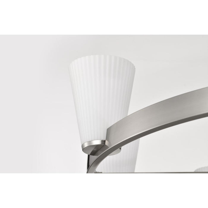 SATCO/NUVO Royale 8 Light Chandelier Brushed Nickel Finish Ribbed White Glass (60-8739)