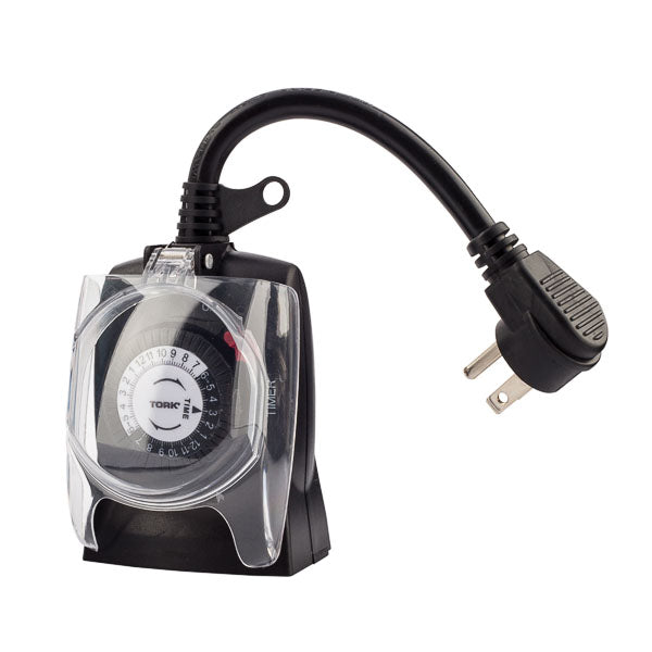 Tork 602B Two Outlet 24 Hour Mechanical Outdoor Plug-In Timer 125V15A ...