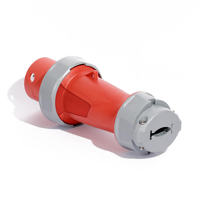 Leviton 60/63 Amp 240/415V 3-Phase 4-Pole 5-Wire LEV Series North American-Rated Pin And Sleeve Plug Industrial Grade Watertight Red (560P6WLEV)