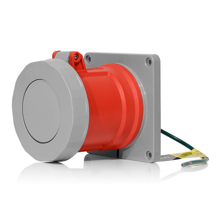 Leviton 60 Amp 277/480V 3-Phase 4-Pole 5-Wire LEV Series North American-Rated Pin And Sleeve Receptacle Industrial Grade Watertight Red (560R7WLEV)