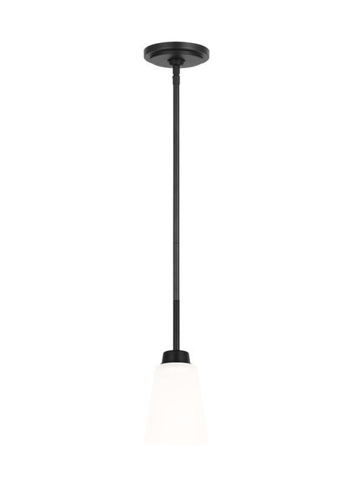 Generation Lighting Kerrville 1-Light Ceiling Pendant In Midnight Black With Satin Etched Glass Shade (6115201-112)