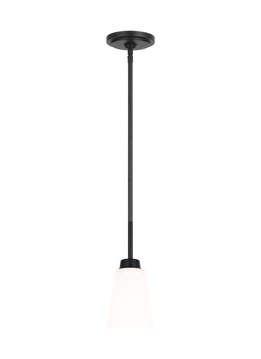 Generation Lighting Kerrville 1-Light Ceiling Pendant In Midnight Black With Satin Etched Glass Shade (6115201-112)