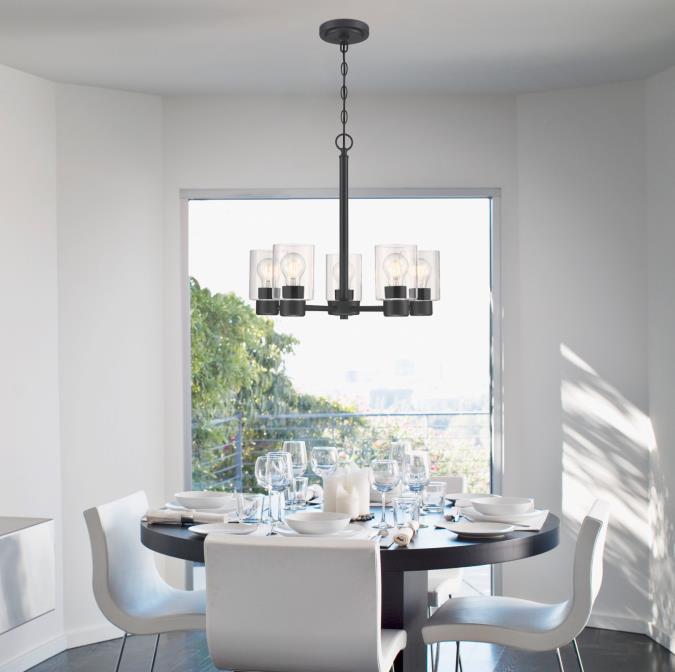 Westinghouse Sylvestre 5-Light Indoor Chandelier Matte Black Finish With Clear Glass (6115300)