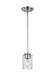 Generation Lighting Oslo One Light Pendant Brushed Nickel Clear Silver Cord (61170-962)