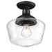 Westinghouse 9 Inch 1 Light Semi-Flush Textured Black Finish Clear Seeded Glass (6120900)