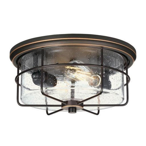 Westinghouse 12-3/4 Inch 2 Light Flush Black-Bronze Finish With Highlights Clear Seeded Glass (6121800)
