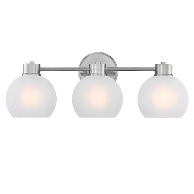 Westinghouse 3 Light Wall Fixture Brushed Nickel Finish Frosted Glass (6124800)