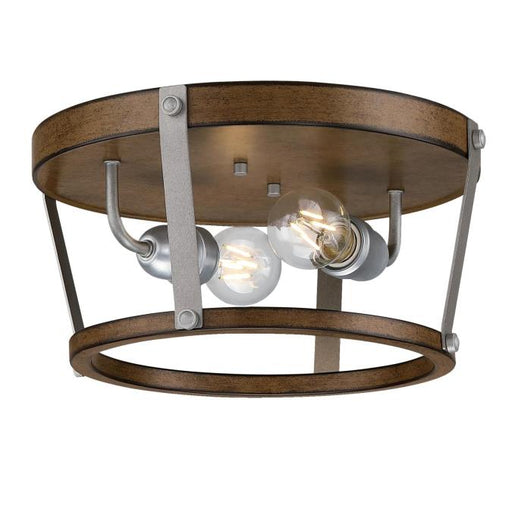 Westinghouse 14 Inch 2 Light Flush Barnwood Finish With Galvanized Steel Accents (6126200)