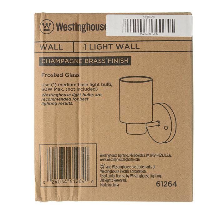 Westinghouse 1 Light Wall Fixture Champagne Brass Finish Frosted Glass (6126400)